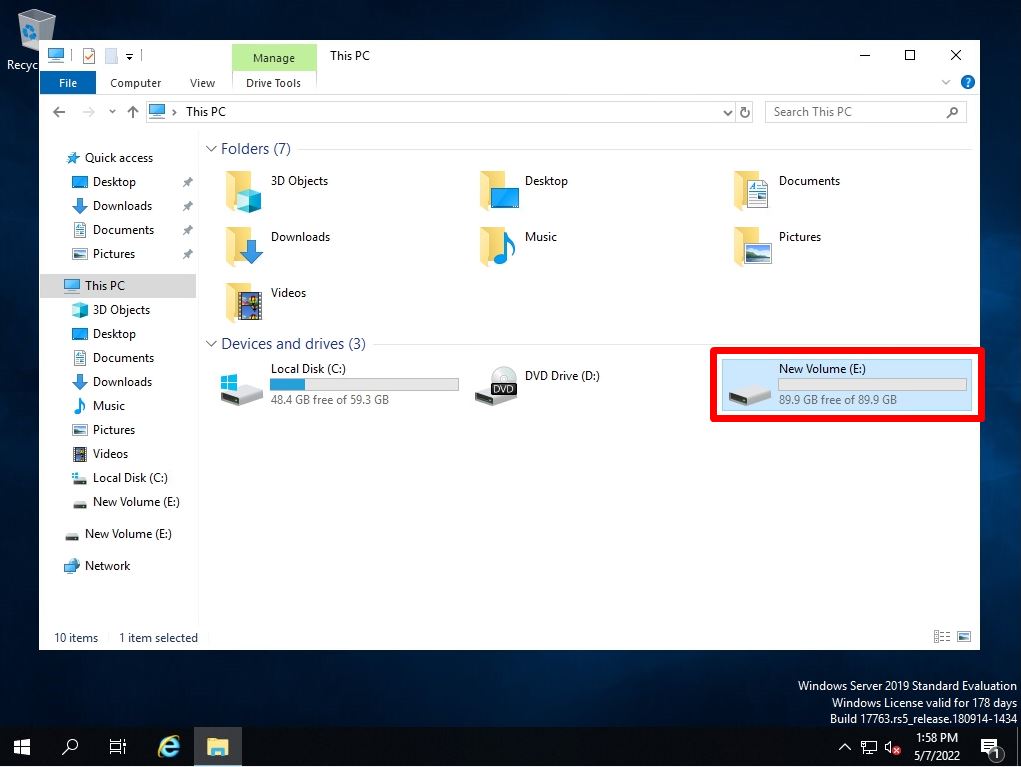 Windows Server 2019: How to recognize additional hard disk, SSD 