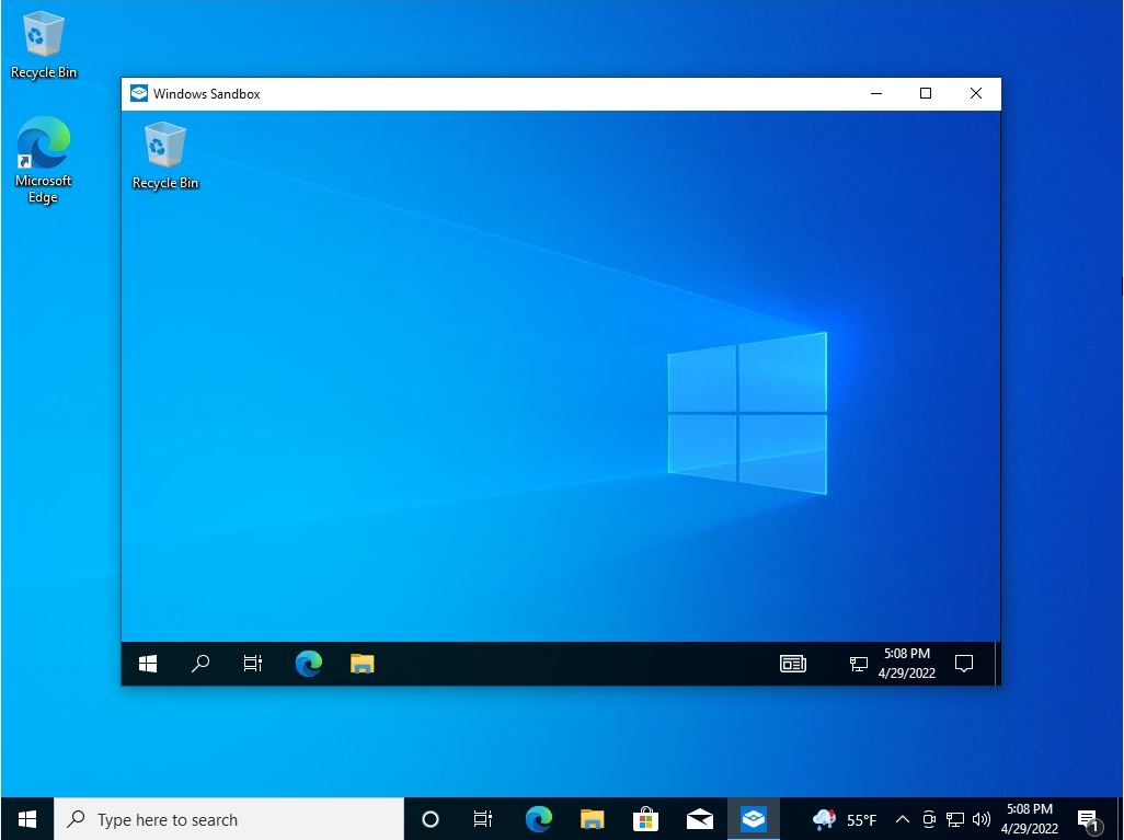 Windows 10 проверяет программы. Windows Sandbox. Песочница виндовс 10. Песочница винда. Песочница на винде.